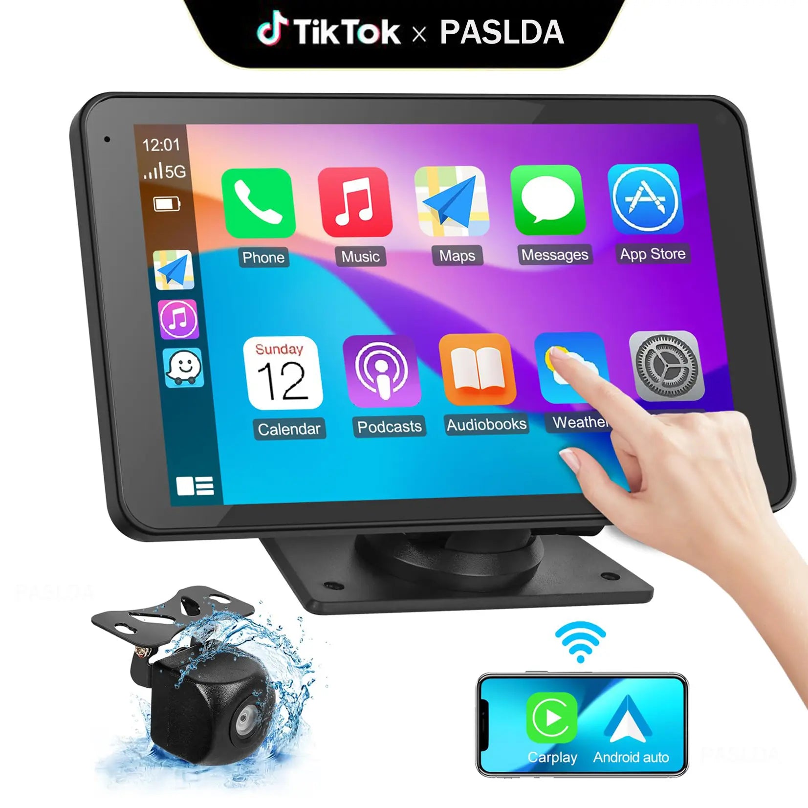 【PASLDA】2026 Fathersdaygift-Upgraded Wireless Carplay Screen for Andriod & Iphone : the Ultimate Portable Car Play Adapter for Seamless In-Car Entertainment