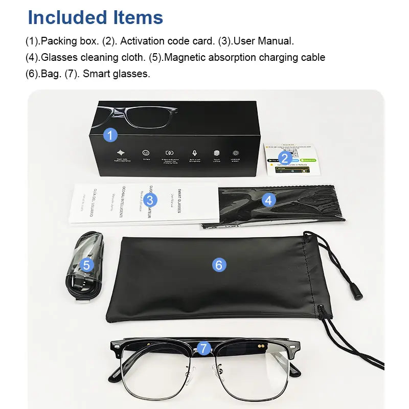 E13 Smart Glasses UV Protection Anti-Blue Light , Bluetooth Glasses Compatible for Men & Women , Black Multifunctional Wireless Sunglass , Wearable Digital Electronic Gadgets Fathersdaygift
