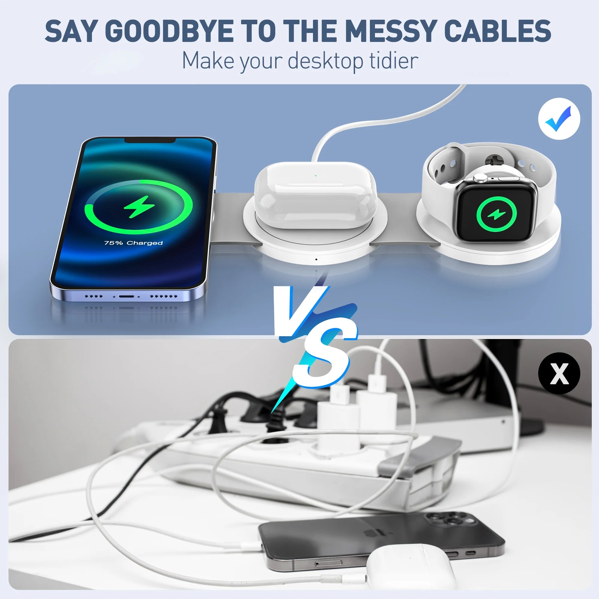 Ultimate 3-in-1 Wireless Charging Station for iPhone, AirPods, and Apple Watch - 15W Fast Charger for iPhone 16/15/14/13/12 Pro Max, Compatible with AirPods 3/2/Pro and iWatch 9/8/7/6/SE/5/4