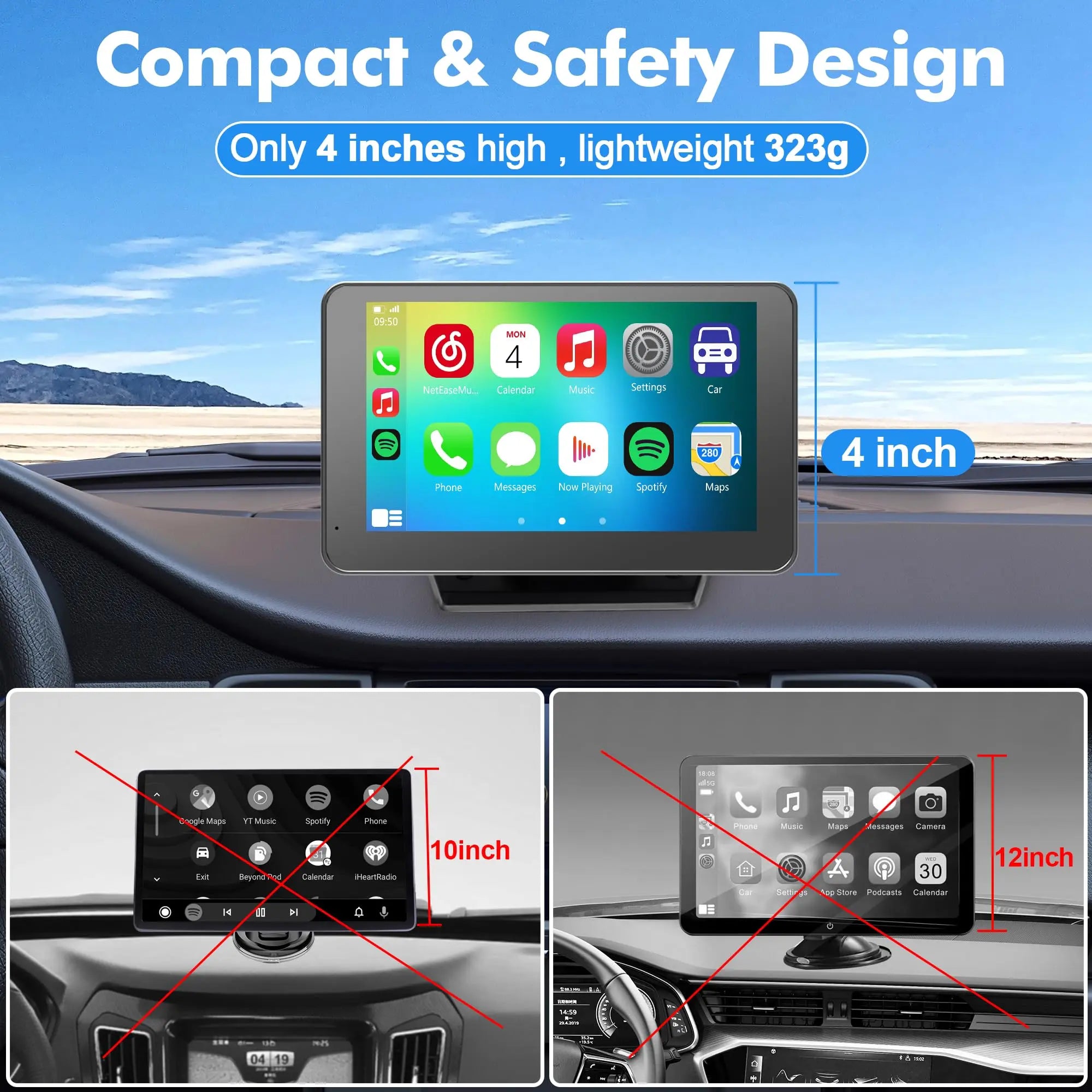 【PASLDA】2026 Fathersdaygift-Upgraded Wireless Carplay Screen for Andriod & Iphone : the Ultimate Portable Car Play Adapter for Seamless In-Car Entertainment