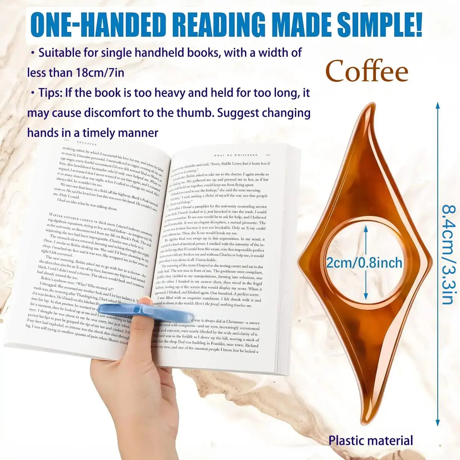 Creative Reading Page Finger Holder, Resin Portable Thumb Page Holder, Reading Aid Tool, Book Accessories #GLOBAL PICKS