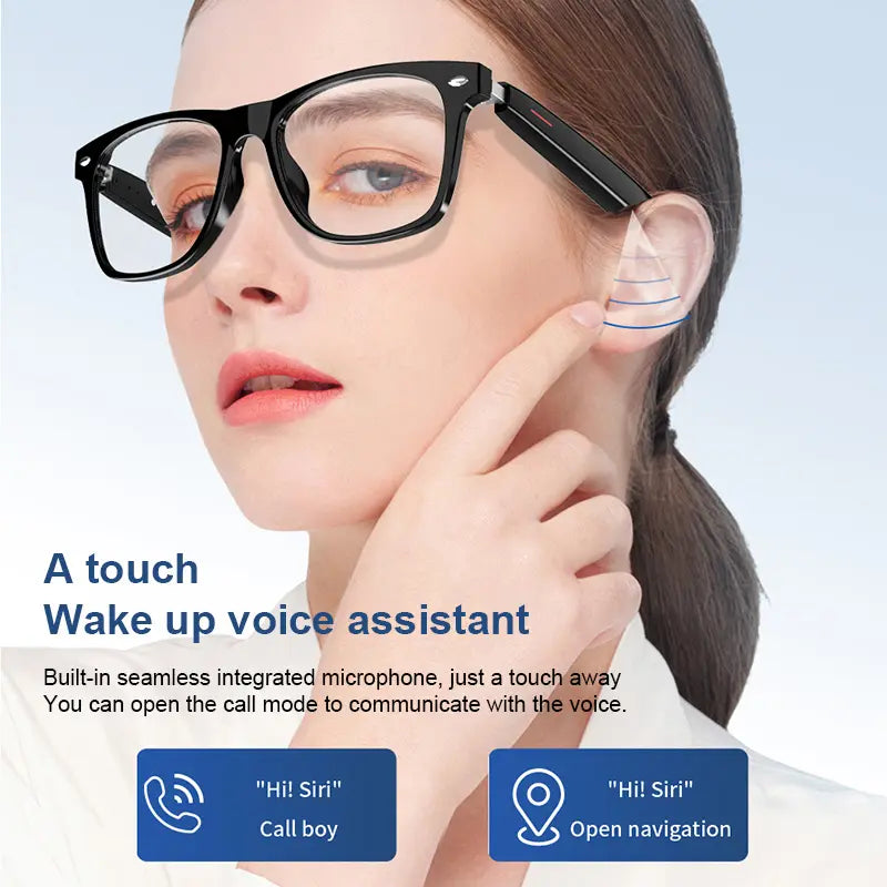E13 Smart Glasses UV Protection Anti-Blue Light , Bluetooth Glasses Compatible for Men & Women , Black Multifunctional Wireless Sunglass , Wearable Digital Electronic Gadgets Fathersdaygift
