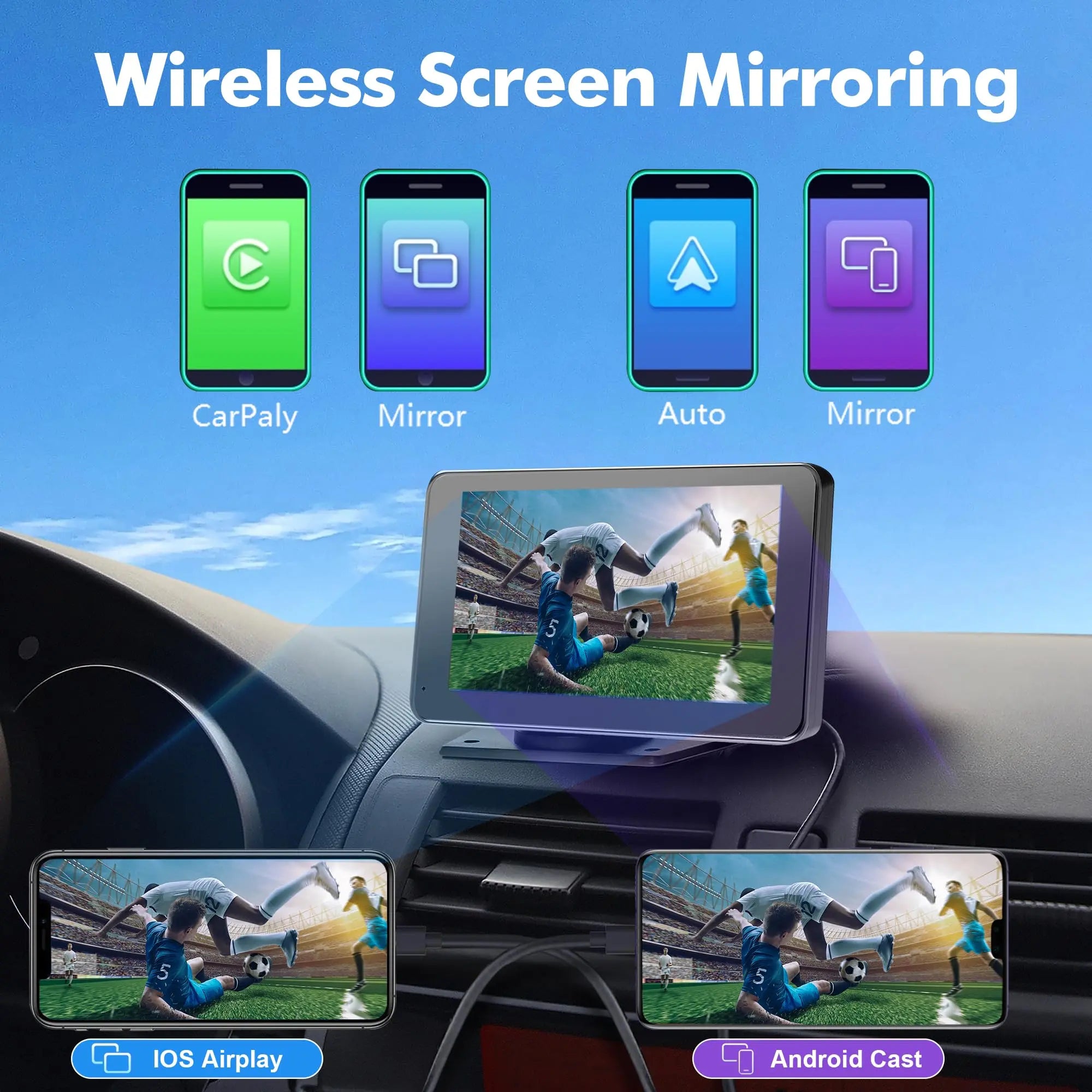 【PASLDA】2026 Fathersdaygift-Upgraded Wireless Carplay Screen for Andriod & Iphone : the Ultimate Portable Car Play Adapter for Seamless In-Car Entertainment