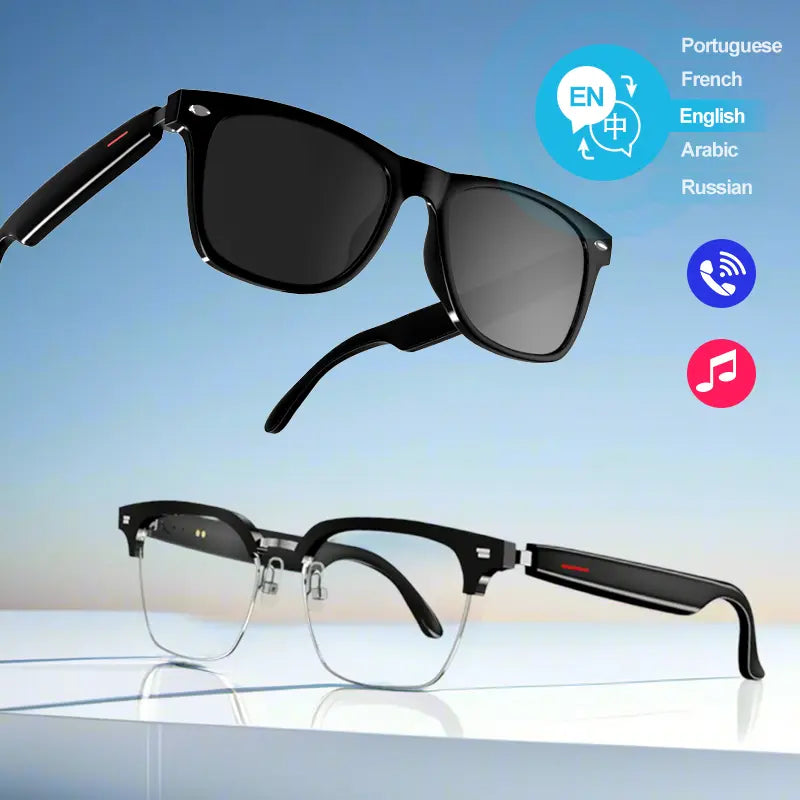 E13 Smart Glasses UV Protection Anti-Blue Light , Bluetooth Glasses Compatible for Men & Women , Black Multifunctional Wireless Sunglass , Wearable Digital Electronic Gadgets Fathersdaygift